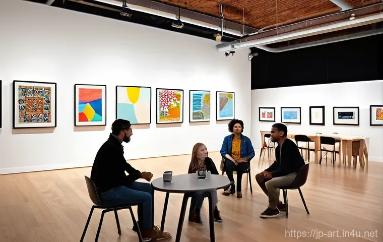 미술과 경제  예술 시장 NFT 아트 갤러리 경영 - **Prompt:** "A cutting-edge art studio or gallery space where technology and creativity converge. In...